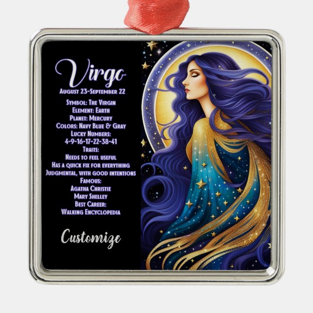 Personalized Jewel Galaxy Zodiac Virgo Metal Ornament (Front)