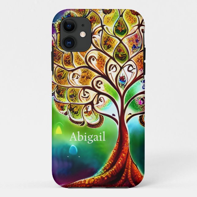 Personalized Jewel Tone Tree of Life Beautiful Case-Mate iPhone Case (Back)