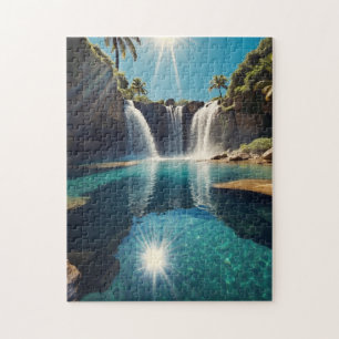 Personalized Jigsaw Puzzle Oasis Waterfall & Pool