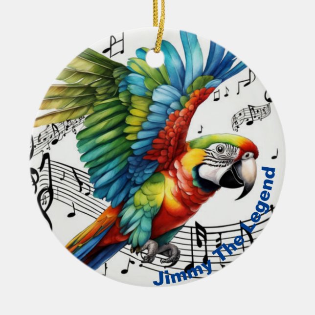 Personalized Jimmy The Legend , Parrot, Musical,   Ceramic Ornament (Front)