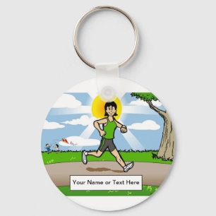 Personalized Jogger, Runner - Female Cartoon  Keychain