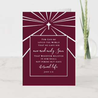 Personalized John 3:16 Scripture Burgundy Star Foil Holiday Card