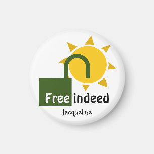 Personalized John 8:36 FREE INDEED Christian Magnet