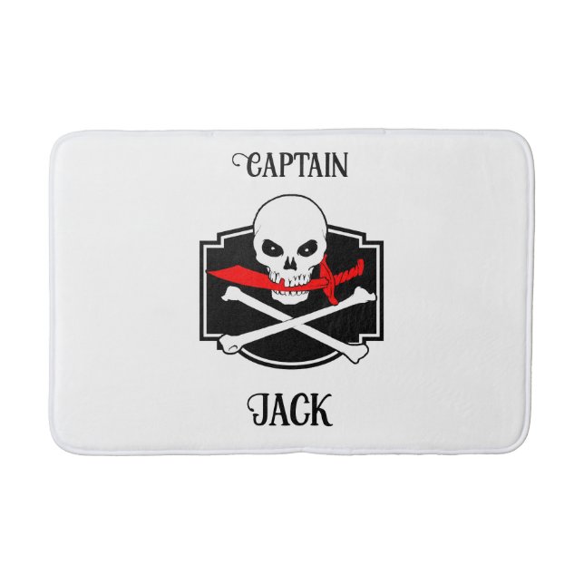 Personalized Jolly Roger (Cutlass) Bath Mat (Front)
