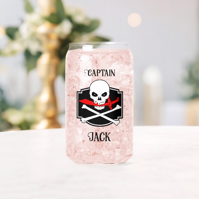 Personalized Jolly Roger (Cutlass)  Can Glass (Insitu (Wedding))