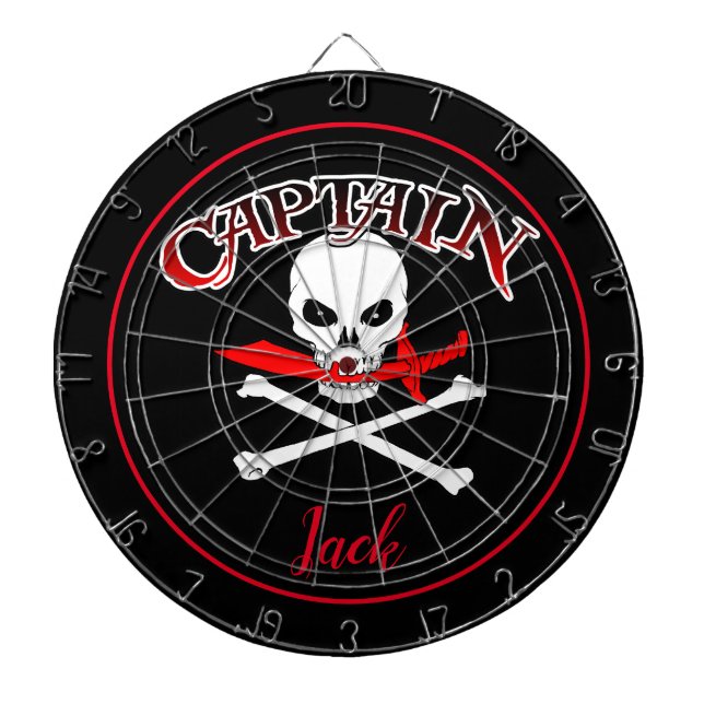 Personalized Jolly Roger (Cutlass)  Dartboard (Front)