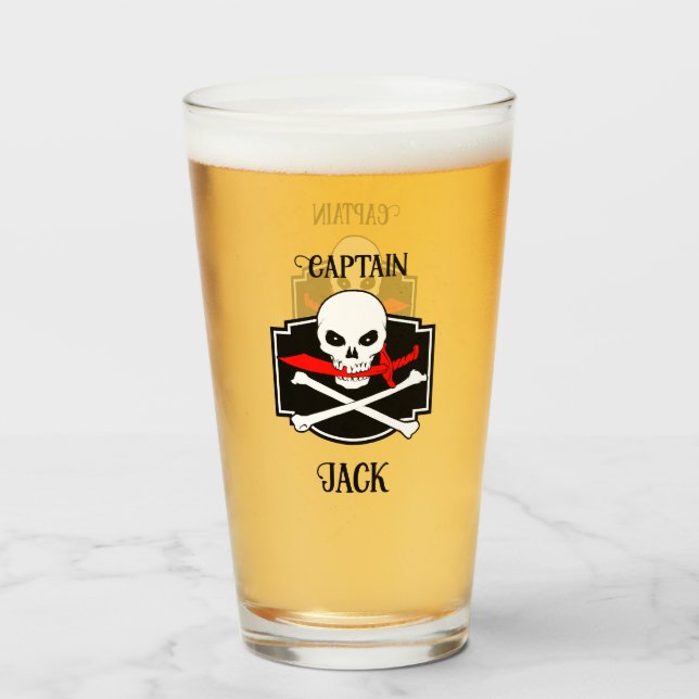 Personalized Jolly Roger (Cutlass)  Glass (Back Filled)