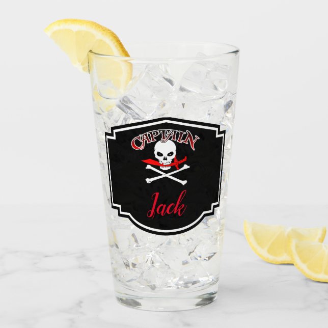 Personalized Jolly Roger (Cutlass)  Glass (Front Ice)