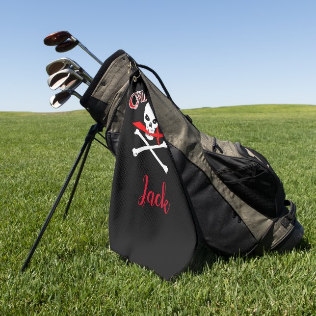 Personalized Jolly Roger (Cutlass) Golf Towel (Green)