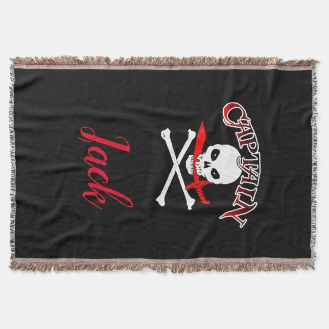 Personalized Jolly Roger (Cutlass) Throw Blanket (Front)