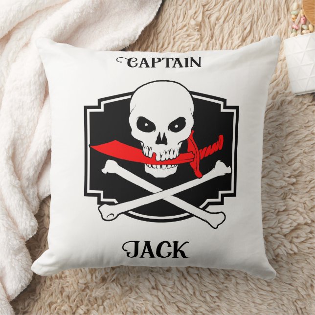 Personalized Jolly Roger (Cutlass)  Throw Pillow (Blanket)