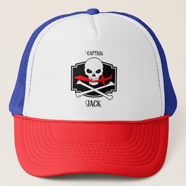 Personalized Jolly Roger (Cutlass)  Trucker Hat (Front)