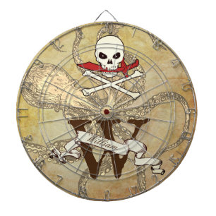 Personalized Jolly Roger Monogram Initial Dartboard