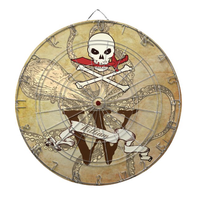 Personalized Jolly Roger Monogram Initial Dartboard (Front)