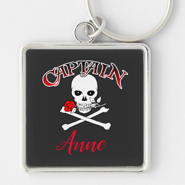 Personalized Jolly Roger (Rose)  Keychain (Front)
