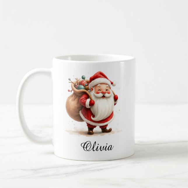 Personalized Jolly Santa Claus Coffee Mug (Gauche)