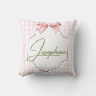 Personalized Josephine Baby Girl Nursery Gingham Throw Pillow
