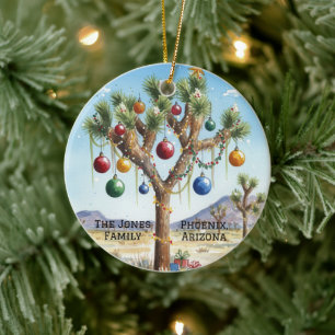 Personalized Joshua Tree at Christmas Ceramic Ornament