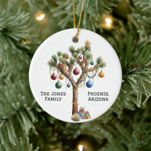 Personalized Joshua Tree Decorated for Christmas Ceramic Ornament (Tree)