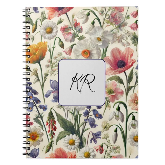 Personalized Journal in Beautiful Botanical Print (Front)