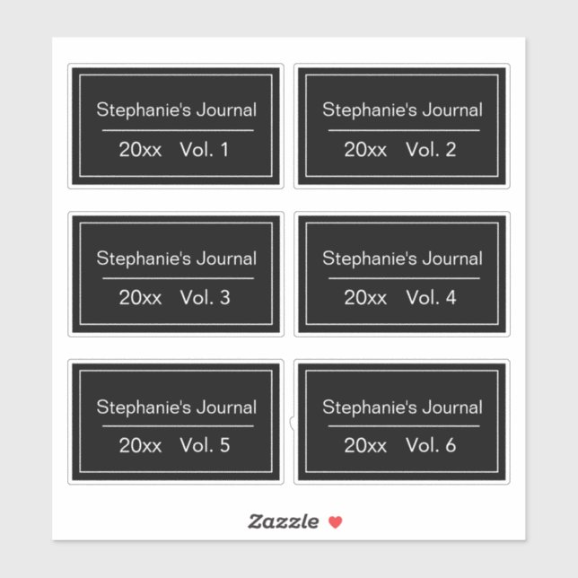 Personalized Journal Sticker Year & Volume  (Sheet)