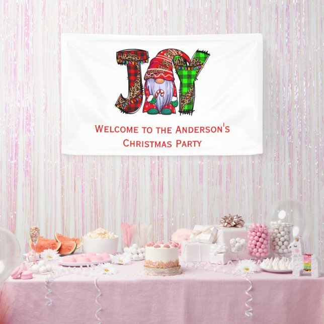 Personalized Joy Gnomes Merry Christmas Party Banner (Party)