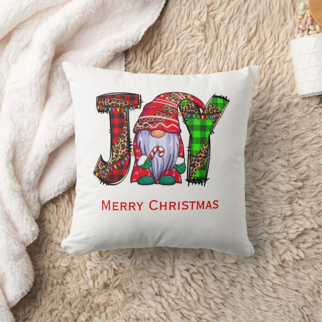 Personalized Joy Gnomes Merry Christmas  Throw Pillow (Blanket)