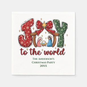 Personalized Joy Manger Scene Christmas Holiday Napkin