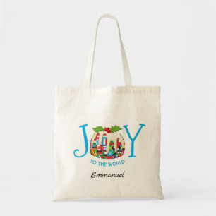 Personalized JOY TO THE WORLD Flag Tote Bag