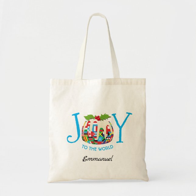 Personalized | JOY TO THE WORLD Flag Tote Bag (Front)