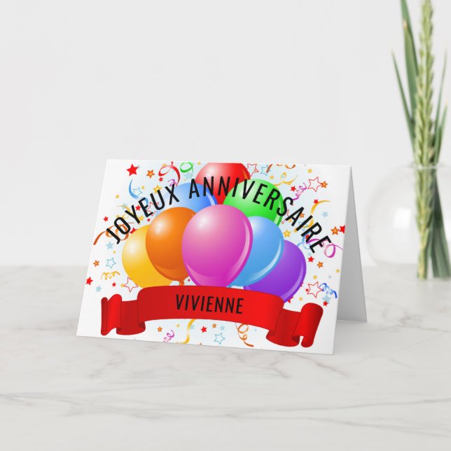 Personalized  Joyeux Anniversaire French Birthday  Card (Front)