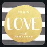 Personalized Joyous Stripes Stickers / LOVE<br><div class="desc">Black watercolor stripes with a gold foil like circle,  reading LOVE. Easy to personalize and customize! Stylish,  bright,  simple - perfect!  Product does not contain actual gold foil.</div>