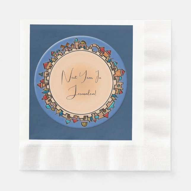Personalized Judaica Jerusalem Napkin (Front)
