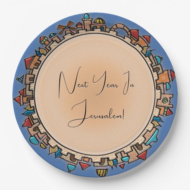 Personalized Judaica Jerusalem Paper Plate (Front)