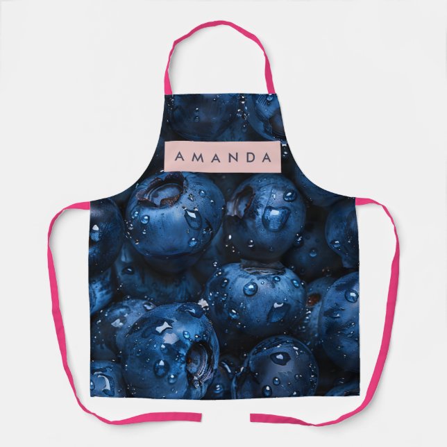 Personalized Juicy Fruit Blueberry Design Apron (Front)