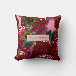 Personalized Juicy Strawberry Bliss Throw Pillow