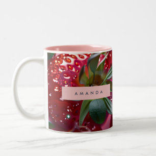 Personalized Juicy Strawberry Bliss Two-Tone Coffee Mug
