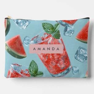 Personalized Juicy Watermelon Mint Sparkle Accessory Pouch