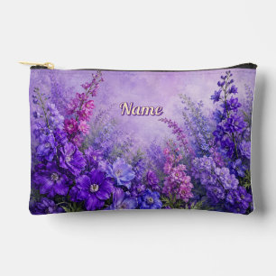 Personalized July Birth Flower Larkspur Accessory Pouch