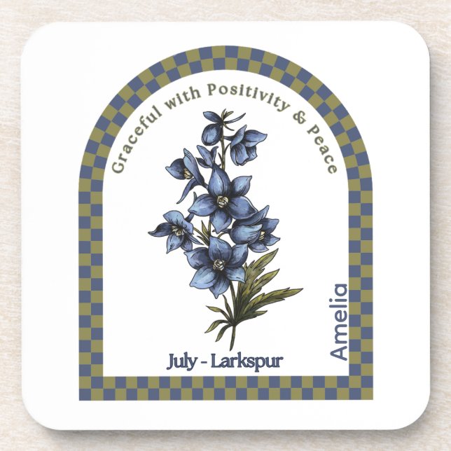 Personalized July Birth Month Flower Coaster (Front)