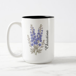 Personalized July Larkspur Birth Flower Mug 