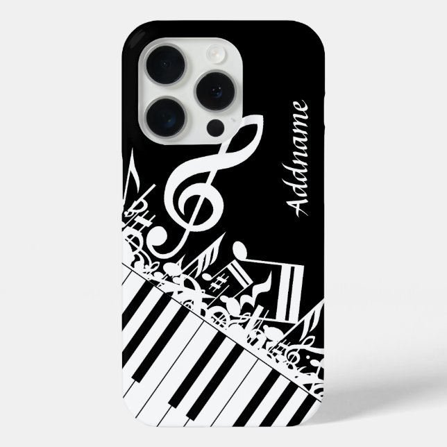 Personalized Jumbled Musical Notes and Piano Keys Case-Mate iPhone Case (Back)