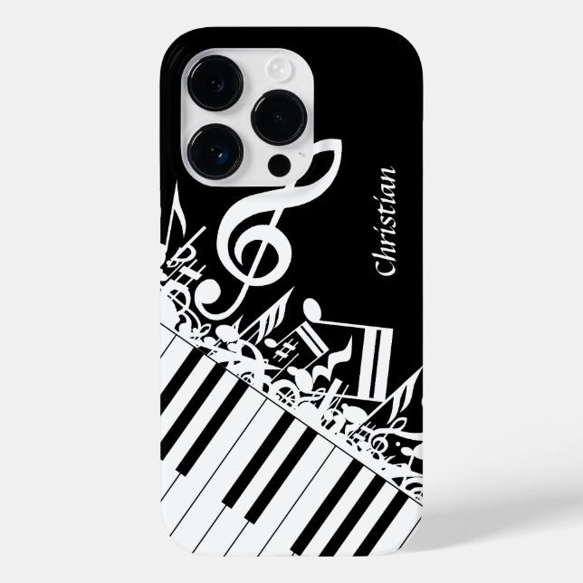 Personalized Jumbled Musical Notes and Piano Keys Case-Mate iPhone Case (Back)