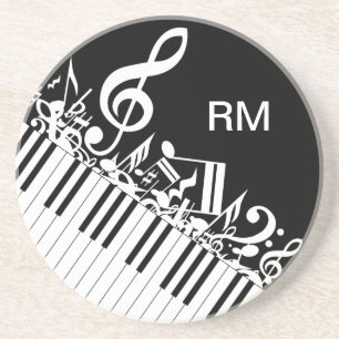 Personalized Jumbled Musical Notes and Piano Keys Coaster