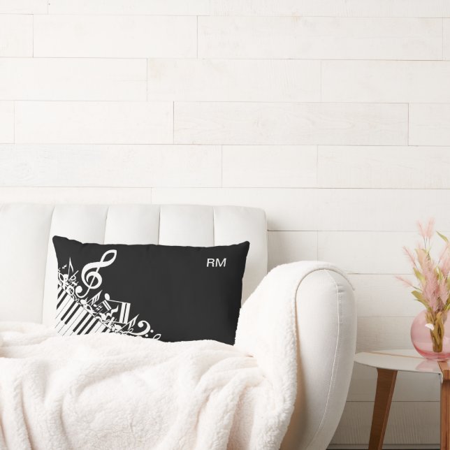 Personalized Jumbled Musical Notes and Piano Keys Lumbar Pillow (Couch)