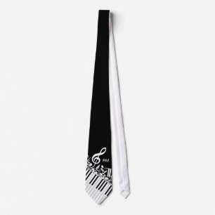 Personalized Jumbled Musical Notes and Piano Keys Tie