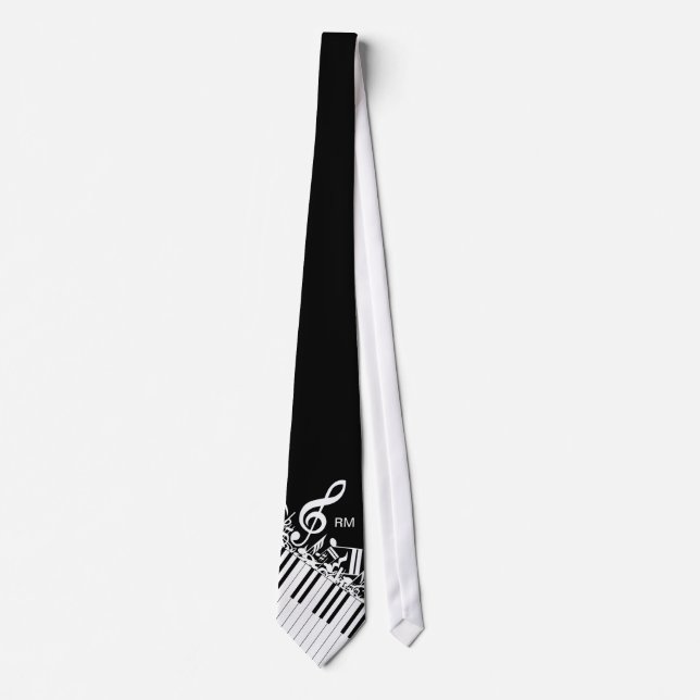 Personalized Jumbled Musical Notes and Piano Keys Tie (Front)