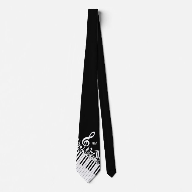 Personalized Jumbled Musical Notes and Piano Keys Tie (Front)