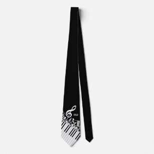 Personalized Jumbled Musical Notes and Piano Keys Tie