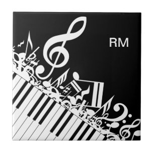 Personalized Jumbled Musical Notes and Piano Keys Tile